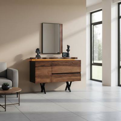  Exklusiver Schminktisch Spiegel Holz Kosmetiktisch Braune Luxus Konsole