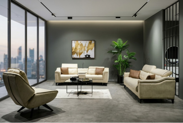 Komplette Couchgarnitur Designer 3-Sitzer Zweisitzer Luxuriöser Sessel