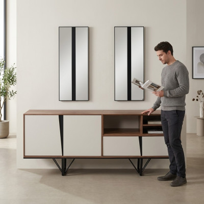 Schrank Sideboard Kommode Holzschrank Anrichte Beige Holz Esszimmer