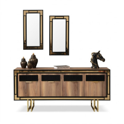 Holzschrank Anrichte Sideboard Braun Schrank Kommode Holz Esszimmer