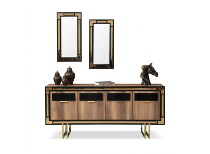 Holzschrank Anrichte Sideboard Braun Schrank Kommode Holz Esszimmer