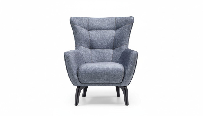 Sessel Wohnzimmer Ohrensessel Stoffsessel Grau Polster Einsitzer Sitz