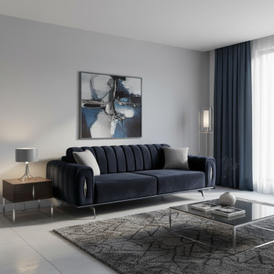 Design Dreisitzer Schwarz Sofa 3 Sitzer Stoffsofa Polstersofa Couch