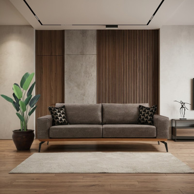 Couch Dreisitzer Stoffsofa Polstersofa Grau Sofa Modern Stoff 3 Sitzer