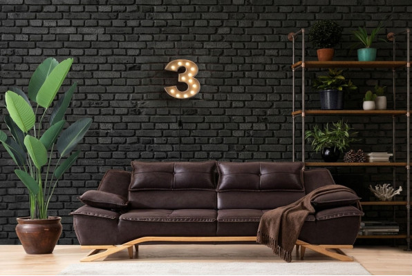 Couch Dreisitzer Stoffsofa Design Sofa 3 Sitzer Polstersofa Schwarz