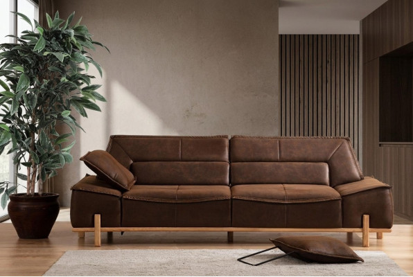 Couch Stoffsofa Dreisitzer Sofa Sitzer Polstersofa Braun Stoff Modern