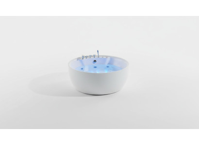 Rund Badewanne Whirlpool Wanne Relax Wannen Spa Weiß 150cm Sprudel Massagedüsen