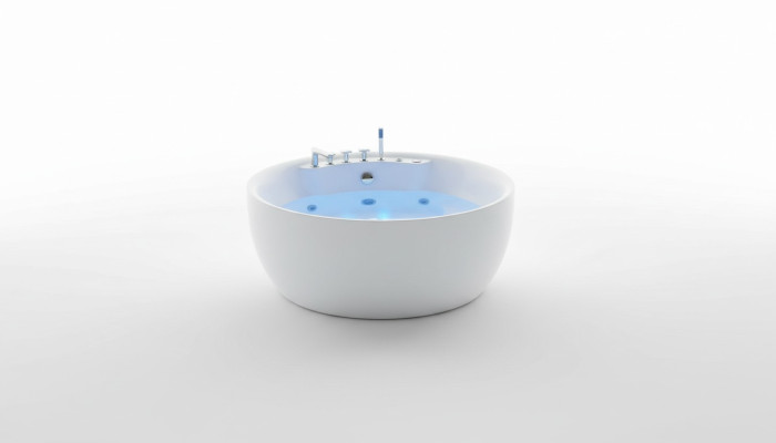Runde Badewanne Whirlpool Wannen LED Sprudel Wanne Massage Design Wellness