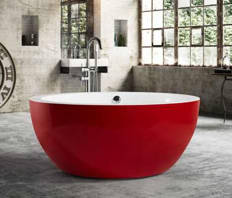 Freistehende Badewanne Wanne Standbadewanne Runder Rot Modern Bad