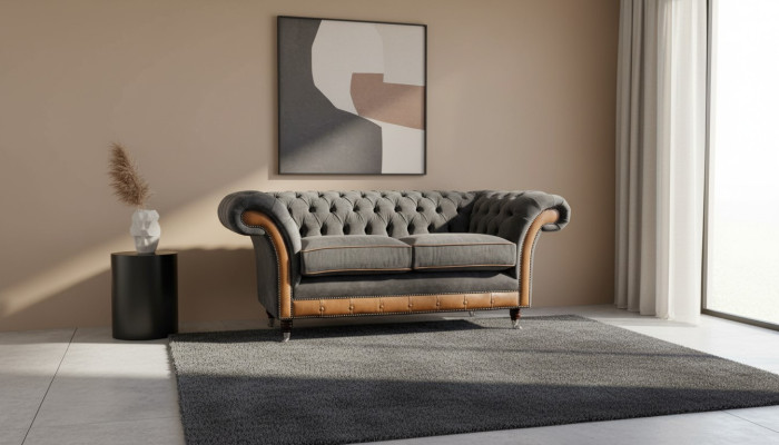 Chesterfield Luxus 2 Sitzer Couch Polster Sofa Zweisitzer Leder Couchen