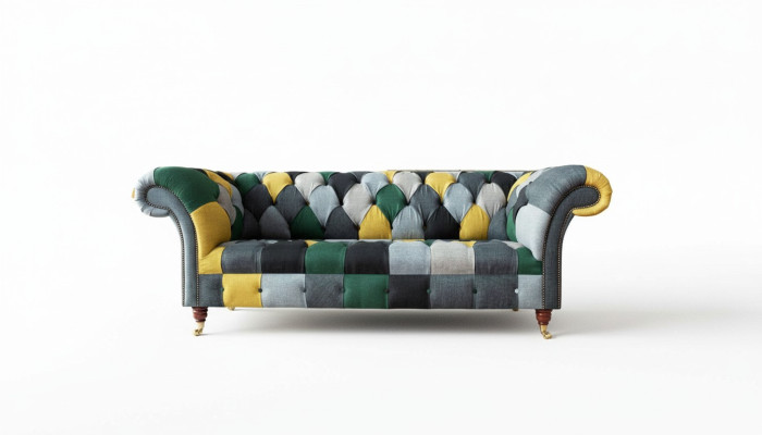 Klassische Design Chesterfield Stoff Sofa 3 Sitzer Sitz Couchen Sofas Polster