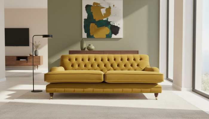 Chesterfield Sofa 3 Sitzer Polster Textil Stoff Couchen Elegante Sofas