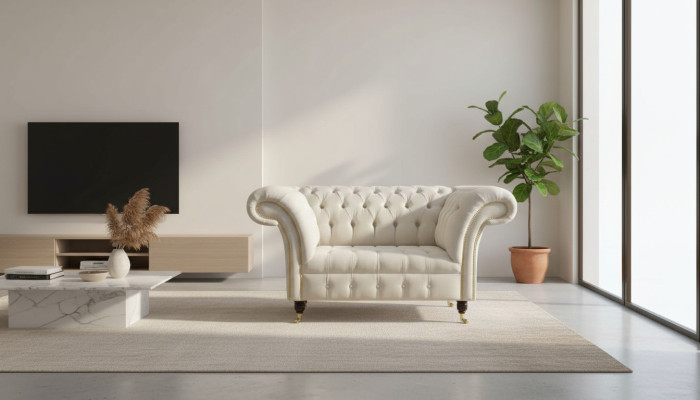 Sofa 1.5 Sitzer Couch Design Polster Modern Textil Stoff Couchen Neu