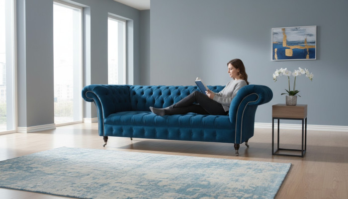 Dreisitzer Couch Polster Chesterfield Sofa Design Sofas Couchen Textil