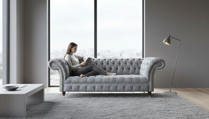 Grau Designer Couch Sofa Dreisitzer Luxus Couchen Möbel Sofas Textil