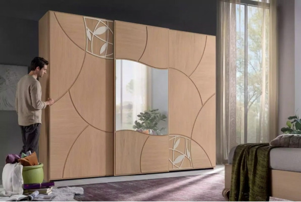 Kleiderschrank Schiebetüren Schlafzimmer Schrank Wand Holz Spiegel Neu