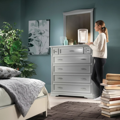 Kommode mit Spiegel Möbel Moderne Kommode Holz Schlafzimmer Weiß Neu