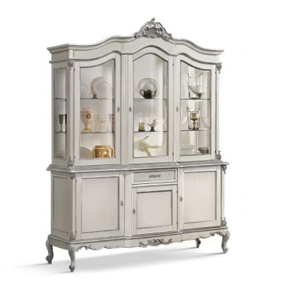 Vitrine Glas Schrank Echtholz Vitrine Anrichte Italienische Wohnzimmer Möbel Neu