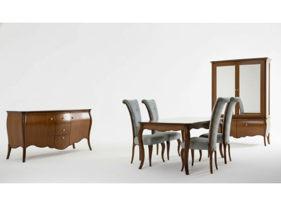 Komplett Set Esstisch 4x Stühle Esszimmer Set Gruppe Holz Vitrine 7tlg