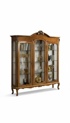Klassische Vitrine Holz Edler Luxus Glas Schrank Holz Regal Vitrinen