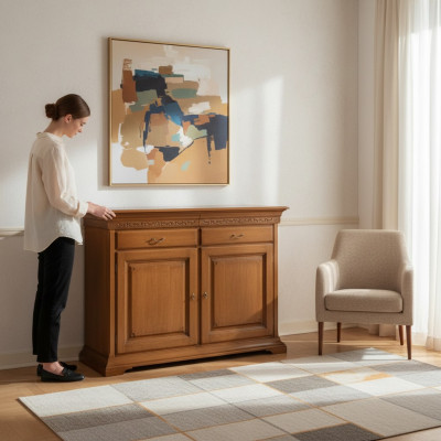 Italienische Stil Möbel Sideboard Braun Luxus Kommode Holz Wohnzimmer