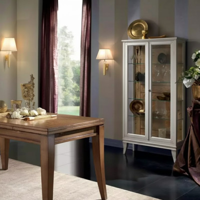 Vitrine Italienische Luxus Möbel Vitrinen Glas Design Schrank Weiß Neu