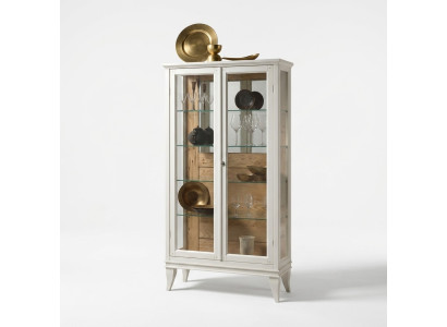 Vitrine Italienische Luxus Möbel Vitrinen Glas Design Schrank Weiß Neu