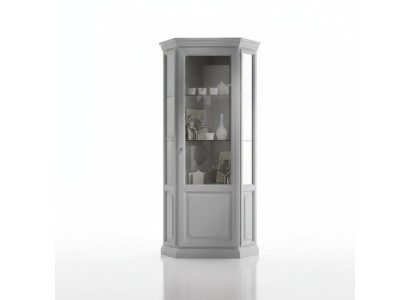Eck Vitrine Schrank Weiß Vitrinen Wohnzimmer Klassischer Design Regal