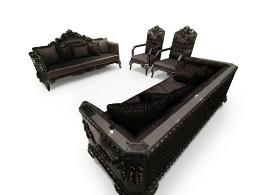 Deluxe Wohnzimmer Garnitur Sofa und Sessel Premium Sofa und sessel Neu Braun