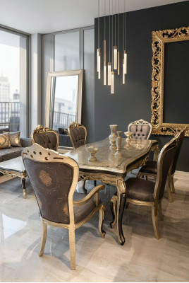 Modernes Esszimmer Möbel luxuriösen Esstisch + 6x Stühle Tisch Stühle