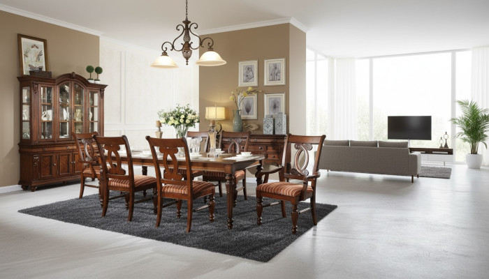 Set Esszimmertisch Esstisch 4x Stuehle 2x Stuhle VitrineEssgruppe 8tlg