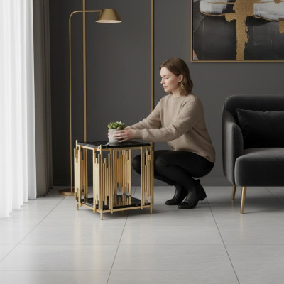 Beistelltisch Wohnzimmer Möbel Material schwarz Edelstahl Design