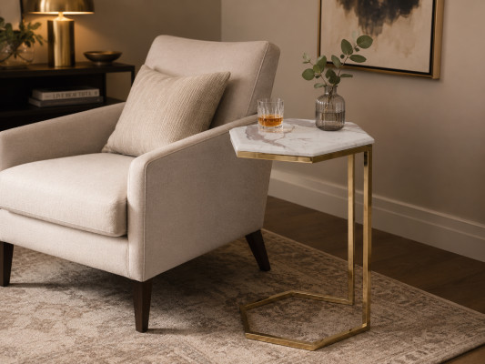 Beistelltisch Wohnzimmer Möbel Material Edelstah gold Edelstahl Design