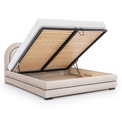 Schlafzimmer Garnitur Designer Beiges Doppelbett 2x Textil Nachttische