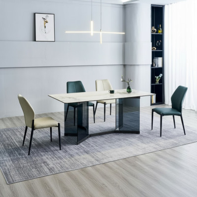 Weißer Esstisch Designer Essgruppe 4x Moderne Stühle Luxus Esszimmer