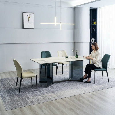 Moderne Esszimmergarnitur Designer Esstisch 6x Polsterstühle 7tlg Set