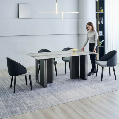 Rechteckiger Esszimmer Tisch 4x Stühle Moderne Esszimmergruppe 5tlg Neu
