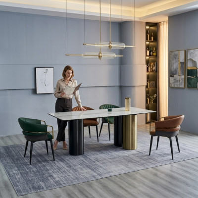 Stilvolle Essgruppe Designer Esstisch Luxus Sitzgruppe 6x Stühle 7 tlg