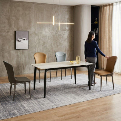 Essgruppe Moderner Esstisch Designer 6x Textilstühle Einsitzer Tische