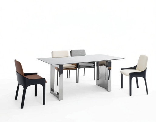 Essgruppe Designer 4x Stühle Moderne Sitzgruppe Luxus Rechteckiger Tisch