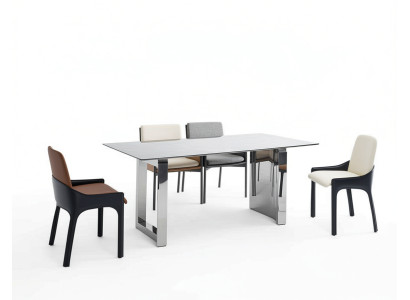 Essgruppe Designer 4x Stühle Moderne Sitzgruppe Luxus Rechteckiger Tisch