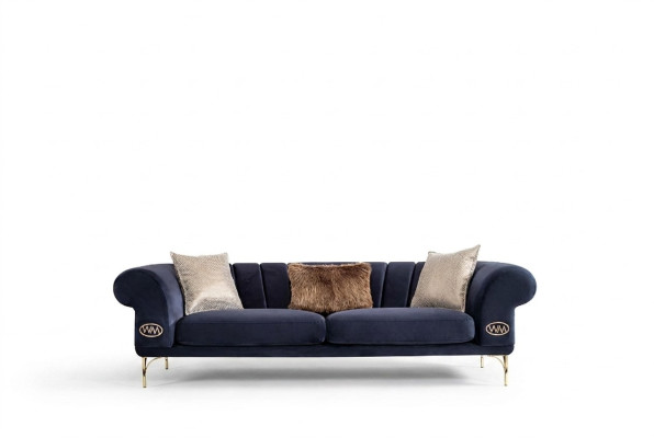 Blaue Wohnzimmer Couch Designer 3-Sitzer Polstercouchen Sitzmöbel Neu