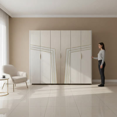 Moderner Weißer Kleiderschrank Holzschrank Schlafzimmer Luxus Möbel Neu
