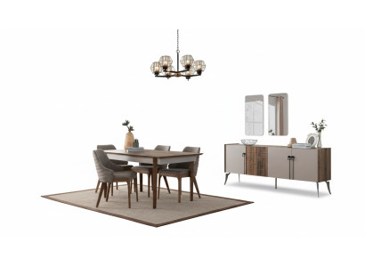 Edle Esszimmergruppe Luxus Esszimmer Set Designer Tisch Spiegel Stühle