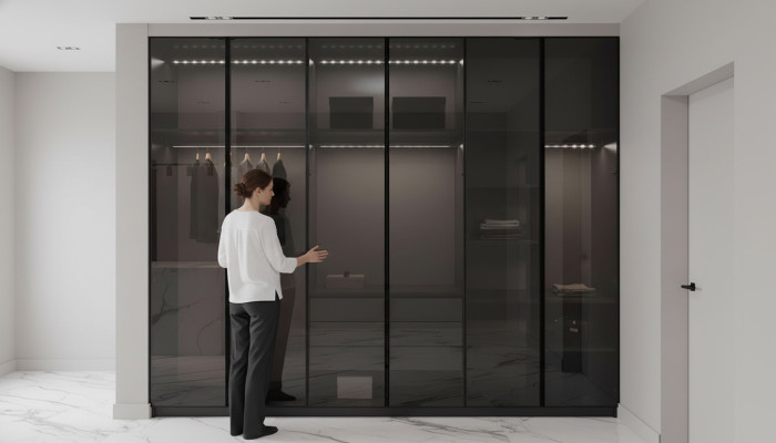 Moderner Grauer Kleiderschrank Schlafzimmer Schränke Designer Einrichtung