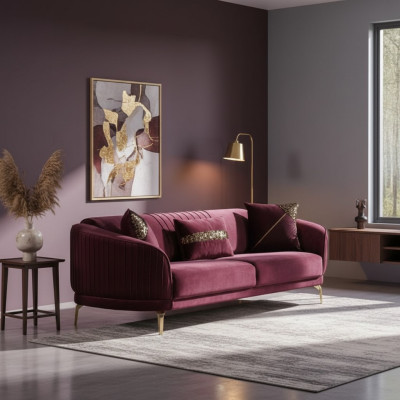 Moderner Dreisitzer Luxus Sofas Wohnzimmer Polstermöbel Textil Couch Sofa Samt