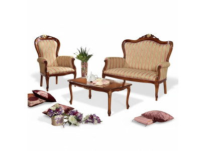 Klassische Sofagarnitur Sitzmöbel Dreisitzer Sitzbank Couchtisch Luxus