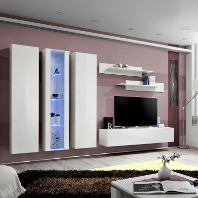 Wohnwand Hänge Vitrine Designer TV-Ständer Wohnzimmer Einrichtung Holz