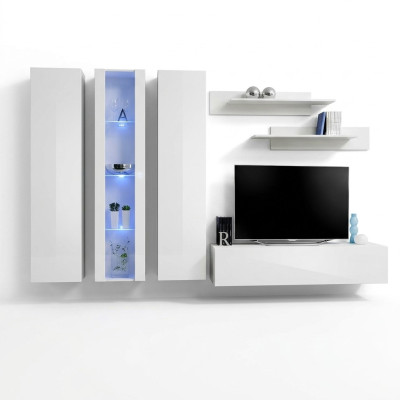 Wohnwand Hänge Vitrine Designer TV-Ständer Wohnzimmer Einrichtung Holz