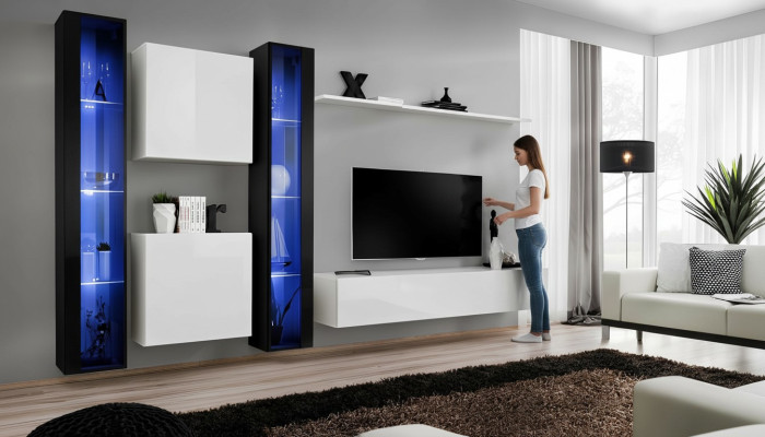 Gruppe Wohnwand Modern Wandregal Designer Wandschrank Luxus Holz Einrichtung